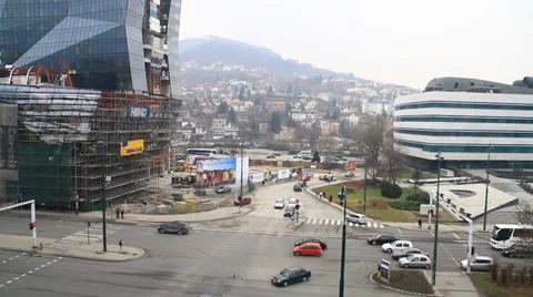 Street Traffic in Sarajevo Stock Footage 34994602