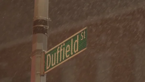Street traffic View of Brooklyn during snowstorm Manhattan New York City usa Video stock 84838530