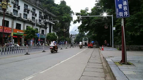 Street traffic, yangshuo Stock Footage 42078057