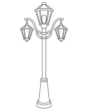 Street triple lamp vector linear picture for coloring. Illustrazione stock