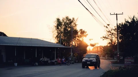 Street turn to the sunset Stock Footage 101528517