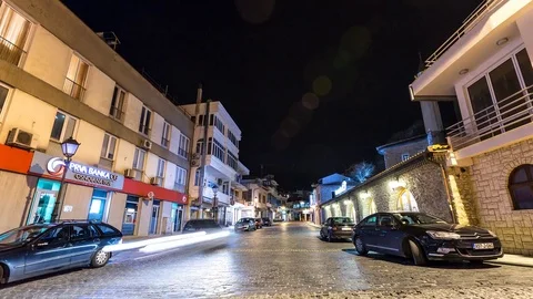 Street in Ulcinj at night 스톡 동영상 69826469