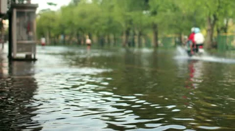 Street under flood Stock Footage 10528358