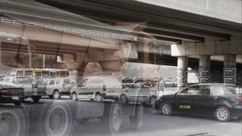 Street under freeway Compo 01 Video stock 78015705