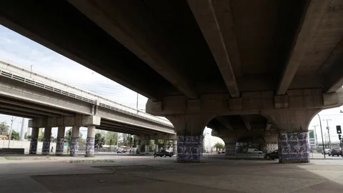 Street under freeway Video stock 77976644