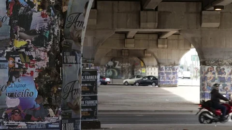 Street under freeway Video stock 78007235