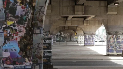 Street under freeway Video stock 78007289
