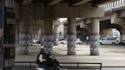 Street under freeway Video stock 78013975