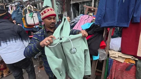 Street Vendor Selling Pullover Sweaters Stock Footage 326548050