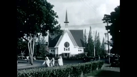 Street vendors sell an array of exotic toys in the colonial days of Java, Stock Footage 95065910