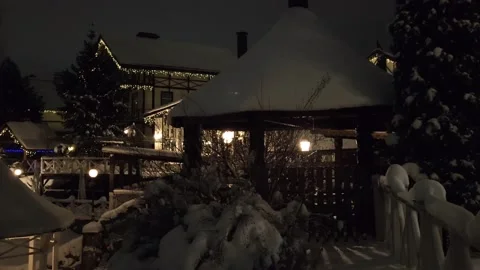 Street view after snowfall illumination Stock Footage 227179531