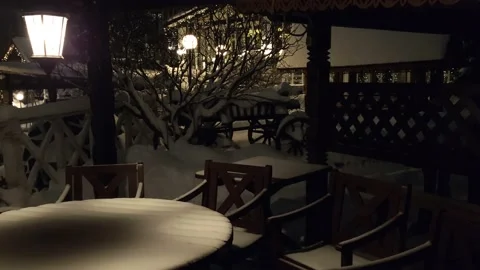 Street view after snowfall illumination Stock Footage 227180443