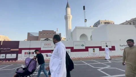 Street View of Ali Bin Abi Talib Mosque Renovation Stock Footage 344059699