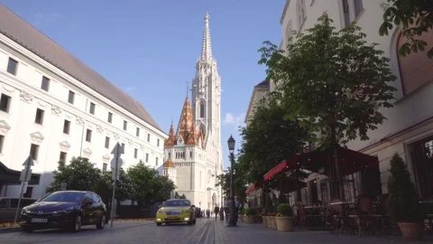 Street view around Matthias church budapest hungary Stock Footage 78578564