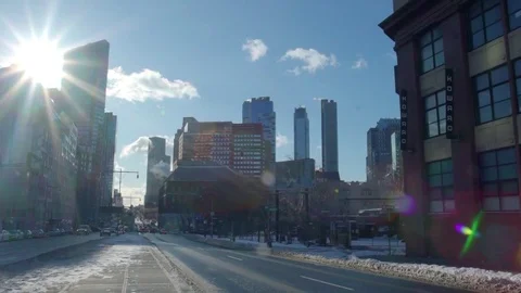 Street View of Brooklyn after snow storm Manhattan New York City usa Stock Footage 84837553