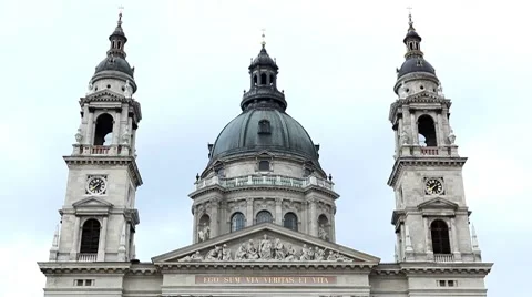Street View of Budapest, St. Stephen's Basilica, Szent Istvan Bazilika Stock Footage 8562191