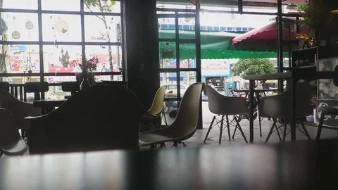Street view from the cafe Stock Footage 70687326