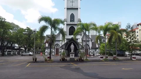 Street View, Church of the Immaculate Conception, George Town, Penang, Malaysia Stock Footage 297101985