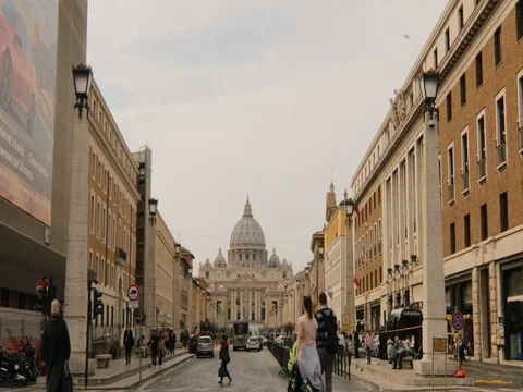 Street view of the conciliation in Rome with cloudy sky Stock Footage 73988305