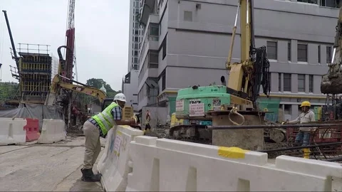 Street View, Construction Work, Coleman Street, Singapore Video stock 332728057