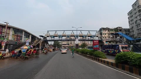 Street View at Dhaka ECB Premises with Traffic and Shops Video stock 333699145