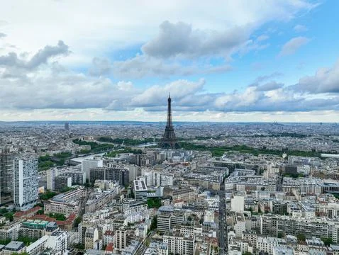 Street view with Eiffel Tower view Stock Photos