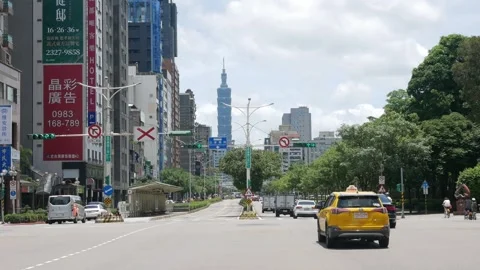 Street view at intersection with pedestrian and cars traffic transportation.. Stock-Footage 273230001