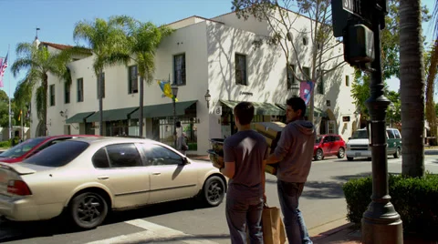 Street View of Intersection in Santa Barbara, CA Stock Footage 35203792