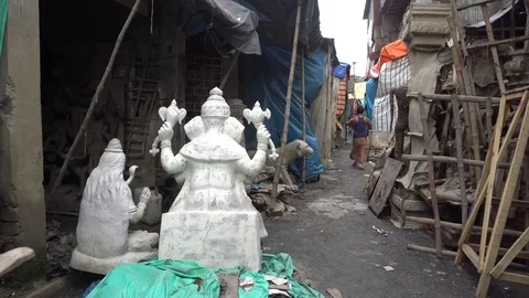 Street view of Kumartuli Stock Footage 77937847