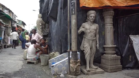 Street view of Kumartuli 스톡 동영상 77983164
