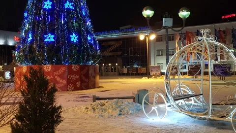 Street view lights and decorations Stock Footage 229440506