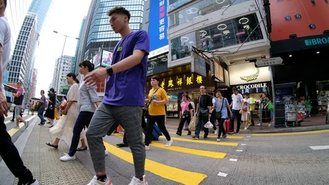 Street view in Mong Kok district Stock Footage 108414075