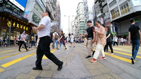 Street view in Mong Kok district Stock Footage 108414141