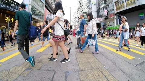 Street view in Mong Kok district Stock Footage 108414161