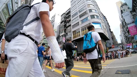 Street view in Mong Kok district Stock Footage 108414225