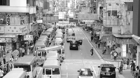 Street view in Mong Kok district Stock Footage 108414484