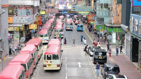 Street view in Mong Kok district Stock Footage 108414499