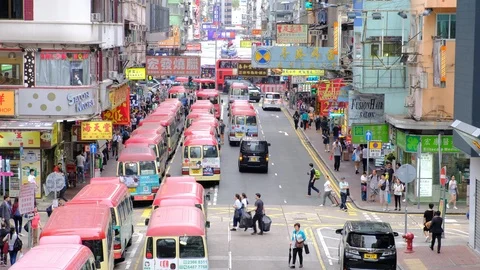 Street view in Mong Kok district Stock Footage 108414508