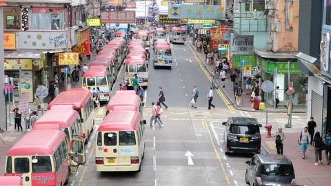 Street view in Mong Kok district Stock Footage 108414567