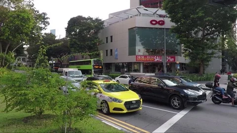 Street View, Road Traffic, Red Traffic Light, Singapore Video stock 332498027