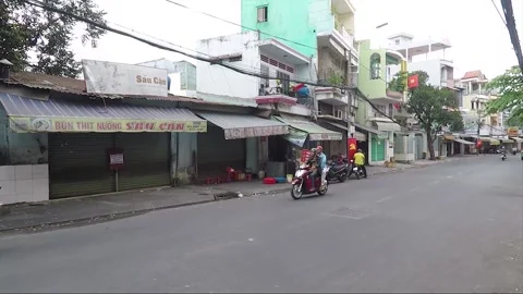 Street View, Road Traffic, Shophouses, Ho Chi Minh City, Vietnam Stock Footage 314991953