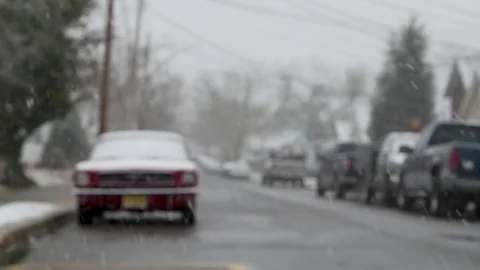 Street View of Snow falling Stock Footage 84082759