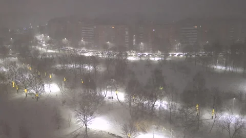 Street view snowfall illumination Stock Footage 221948456