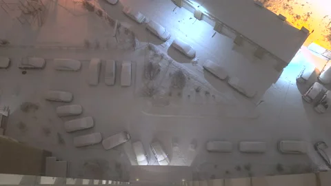 Street view snowfall illumination Stock Footage 221950433
