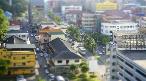 Street view  time lapse from high angle view with miniature effect Video stock 44811680