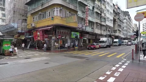 Street View, Traffic  On Nathan Road, Kowloon, Hong Kong Vidéo 219952175