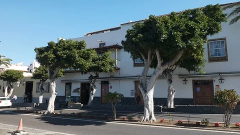 Street View Traffic Small Town Garachico Tenerife Spain Stock Footage 104546456