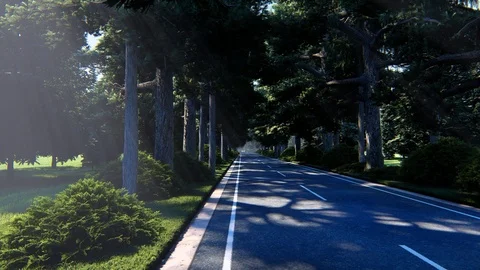 Street View With Tree, animation, 3D Rendering Stock Footage 122250082