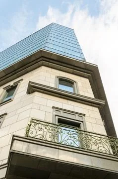 Street view upwards of a building in Sofia, Bulgaria Stock Photos