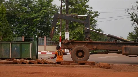 Street works in a small town Stock Footage 80609795